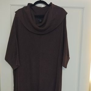 Chocolate Brown, Cowl Neck, 3/4 Sleeve Tunic